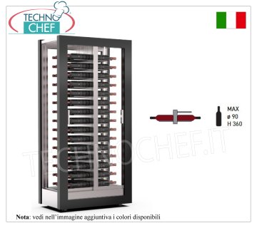 CANTINETTA-TECA per VINI capacità 120 bottiglie Orizzontali, Statica-Ventilata, 4 Lati Vetro, dim.mm.874x568x1865h