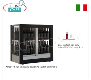 CANTINETTA-TECA per VINI capacità 64 bottiglie Verticali, Statica-Ventilata, 3 Lati Vetro, dim.mm.874x568x910h
