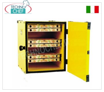 Caja de pizza, isotérmica Caja para pizza con guías para cajas, aislada térmicamente, capacidad 12 cajas de 330 mm, dim. mm 410x410x520h