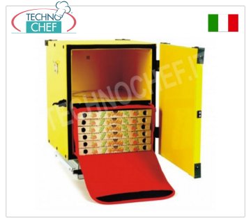 Caja de pizza, isotérmica Caja para pizza con estante para dos bolsas térmicas, con aislamiento térmico, capacidad para 10 cajas de 400 mm o 2 bolsas térmicas cod. GIBTD3320, tenue. mm 470x470x520h