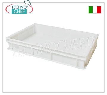 Caja para pan masa de pizza 60x40x10h cm, color blanco Caja porta-barras para masa de pizza, apilable en polietileno alimentario, color blanco, dim.mm.600x400x100h