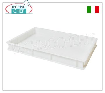 Cajas para pan de masa para pizza, color blanco, tenue. 60x40x7hcm Caja para pizza apilable, de polietileno alimentario, color blanco, dim.mm.600x400x70h