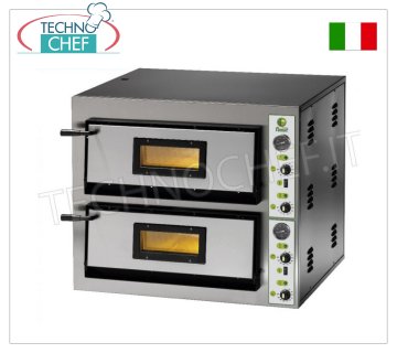 FIMAR - Horno de pizza eléctrico para 4+4 pizzas, 2 cámaras independientes de 61x61 cm, mandos mecánicos, mod. FME4+4 HORNO DE PIZZA ELÉCTRICO para 4+4 Pizzas, 2 CÁMARAS independientes de mm.610x610x140h, encimera refractaria, 4 TERMOSTATOS REGULABLES para SOLE y TOP, temperatura de +50° a +500 °C, Kw.8,4, Peso 114 Kg, dimensiones exteriores mm .900x735x750h