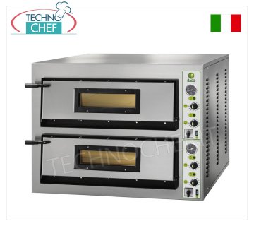 FIMAR - Horno de pizza eléctrico para 4+4 pizzas grandes, 2 cámaras independientes de 72x72 cm, mandos mecánicos, mod. FML4+4 HORNO DE PIZZA ELÉCTRICO para 4+4 Pizzas Grandes, 2 CÁMARAS Independientes de 720x720x140h mm, Placa de cocción refractaria, 4 TERMOSTATOS AJUSTABLES para SOLE y TOP, Temperatura de +50° a +500 °C, V.230/1, Kw.6, Peso 86 Kg, dimensiones exteriores mm.1010x850x420h