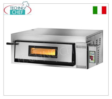 FIMAR - Horno de pizza eléctrico, para 4 pizzas grandes, 1 cámara 72x72 cm, controles digitales, mod. fiebre aftosa4 HORNO PARA PIZZA ELÉCTRICO de 1 CÁMARA de medidas 720x720x140h mm, con PUERTA DE CRISTAL, cámara de cocción íntegramente en material refractario, 2 TERMOSTATOS AJUSTABLES para BASE y SUPERIOR, temperatura de +50° a +500 °C, Kw.6, Peso 86 Kg, dimensiones exteriores mm.1150x850x420h