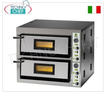 FIMAR - Horno de pizza eléctrico para 6+6 pizzas, 2 cámaras transversales independientes de 91,5x61 cm, mod. FMEW6+6 HORNO PARA PIZZA ELÉCTRICO de 2 CÁMARAS medidas 915x610x140h mm, con PUERTA DE CRISTAL, placa refractaria, 4 TERMOSTATOS REGULABLES para BASE y ENCIMERA, temperatura de +50° a +500 °C, 12,8 kW, peso 187 Kg, dimensiones exteriores mm.1150x735x750h