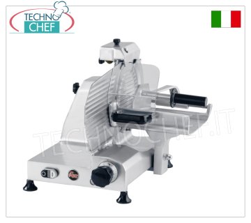 FAC - AFFETTATRICE  VERTICALE per CARNE, lama Ø 250 mm, Professionale, Affettatrice verticale con carrello carne, lama diametro 250 mm, in lega d'alluminio, completa di affilatoio lama fisso, V 230/1, Kw 0,245, Peso 21 Kg, dim.mm.520x460x500h