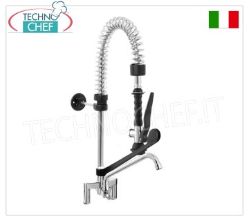 Rubinetto Miscelatore biforo a lavello con canna girevole Ø20×250 mm e doccia sospesa