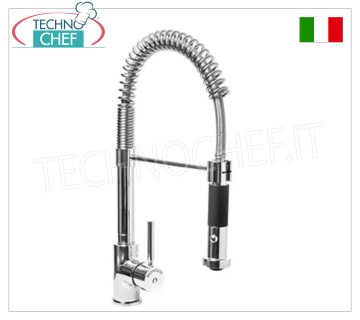 Rubinetto miscelatore monoforo H 440 mm, con canna girevole e doccia dual jet