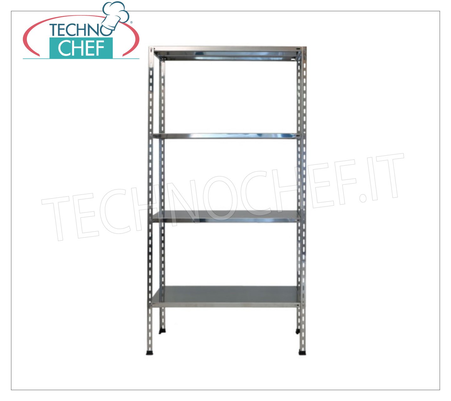 TECHNOCHEF - Estante de acero inoxidable, módulo con 4 estantes lisos, 40  cm de profundidad, 180 cm de alto., Estanterías