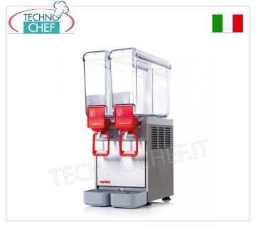 Dispensadores de bebidas refrigeradas Dispensador de bebidas refrigeradas con 2 depósitos de 5 litros, V.230/1, kw 0,27, dimensiones 250x400x550h mm