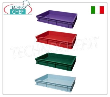 Caja para pan - Masa para pizza de 60x40x10h cm, disponible en diferentes colores Caja porta-barras para masa de pizza, apilable en polietileno alimentario, color azul claro, dim.mm.600x400x100h