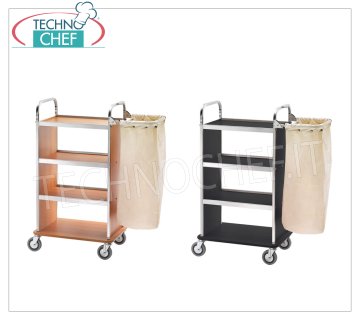 Forcar - Carrello portabiancheria, 4 ripiani in laminato, 1 sacco in tessuto ignifugo