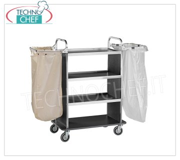 Forcar - Carrello portabiancheria, 4 ripiani in laminato, 2 braccia pieghevoli, 1 sacco in tessuto ignifugo