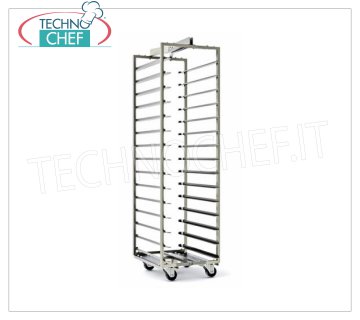 TECHNOCHEF - Carrello Estraibile per 15 TEGLIE da 40X60, Mod.CAR15TM40X60 Carrello porta-teglie estraibile, capacità 15 Teglie da mm 400x600, passo mm 97, dim.mm.450x650x1620h