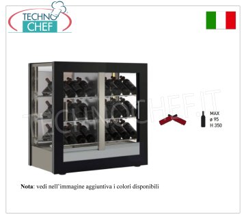 CANTINETTA-TECA per VINI, capacità 42 bottiglie INCLINATE, Statica-Ventilata, 3 Lati Vetro, dim.mm.874x568x910h