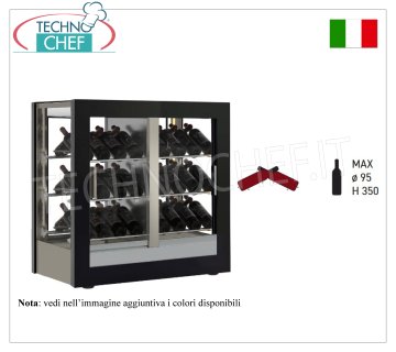 CANTINETTA-TECA per VINI, capacità 42 bottiglie INCLINATE, Statica-Ventilata, 4 Lati Vetro, dim.mm.874x568x910h