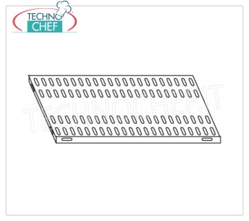 TECHNOCHEF - Ripiano asolato Inox 304 per scaffale, cm 120x40, Mod.7012040 Ripiano asolato per scaffalatura in acciaio inox AISI 304 con montaggio a gancio o a bullone, finitura lucida, bordi arrotondati, spessore 8/10, forniti con omega di rinforzo, portata Kg 125, dimensioni cm 120x40